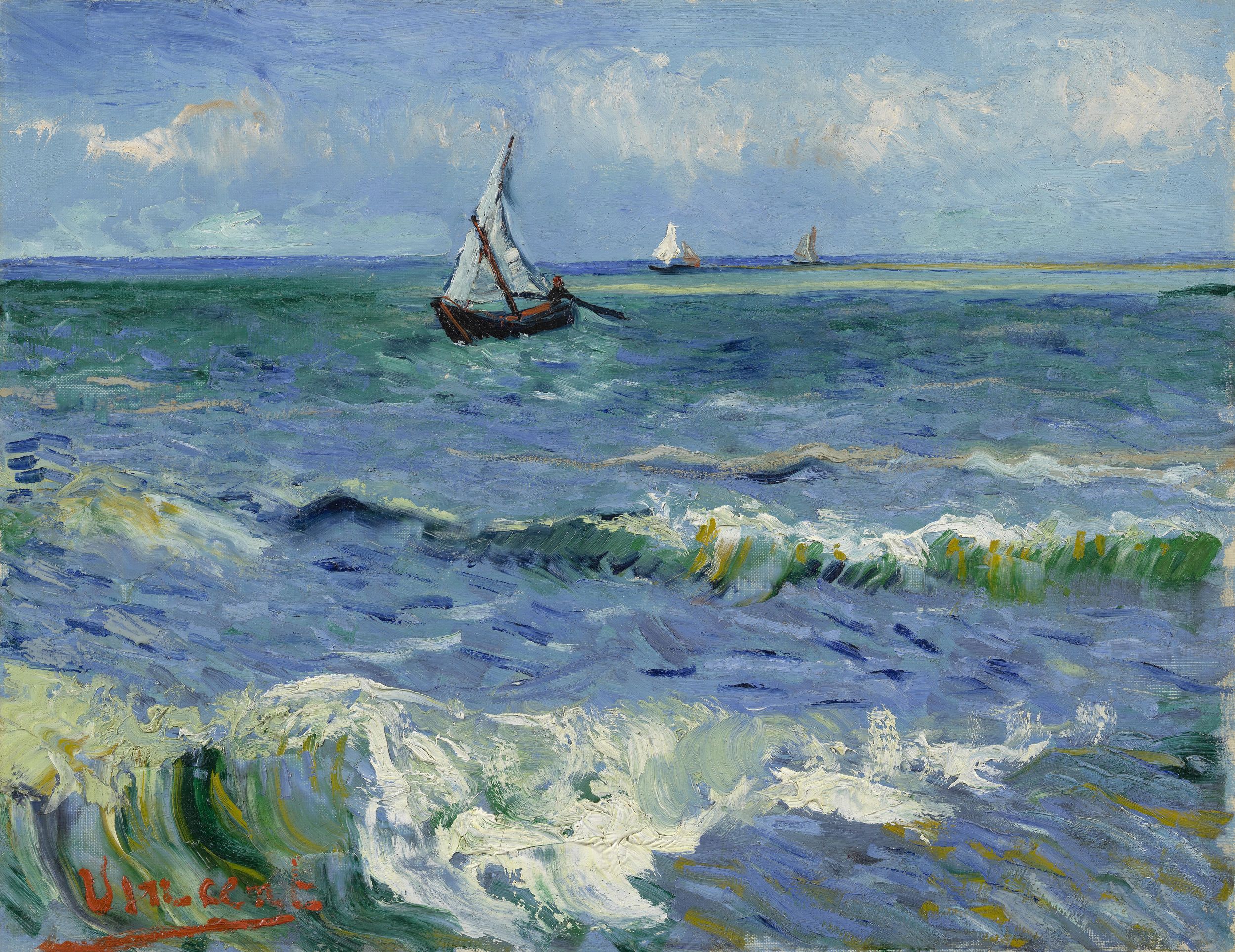 Картина Ван Гога Морской пейзаж в Сен-Мари 1888